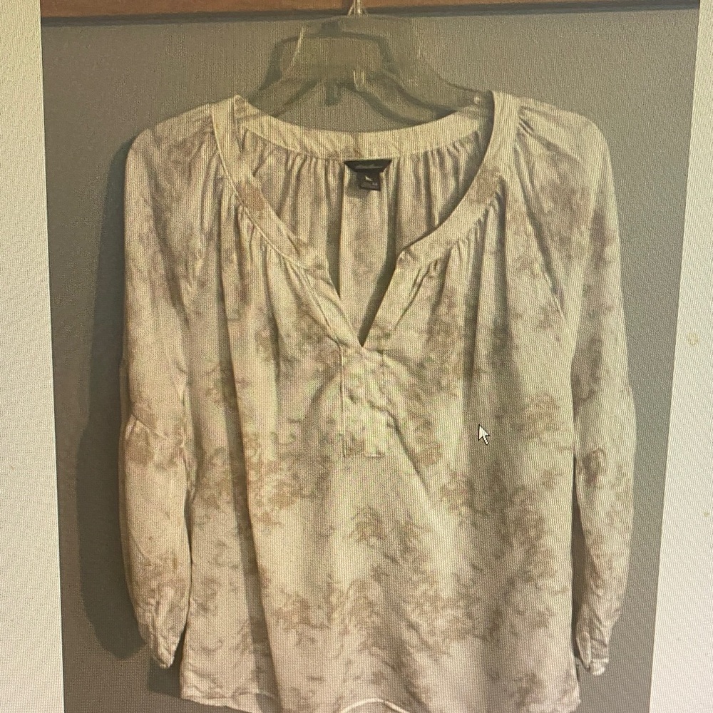 Women's Neutral Tie-Dye Peasant Blouse